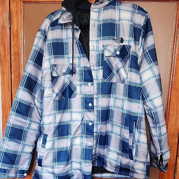 The North Face Blue and White Checkered Jacket - Picture 1 of 6